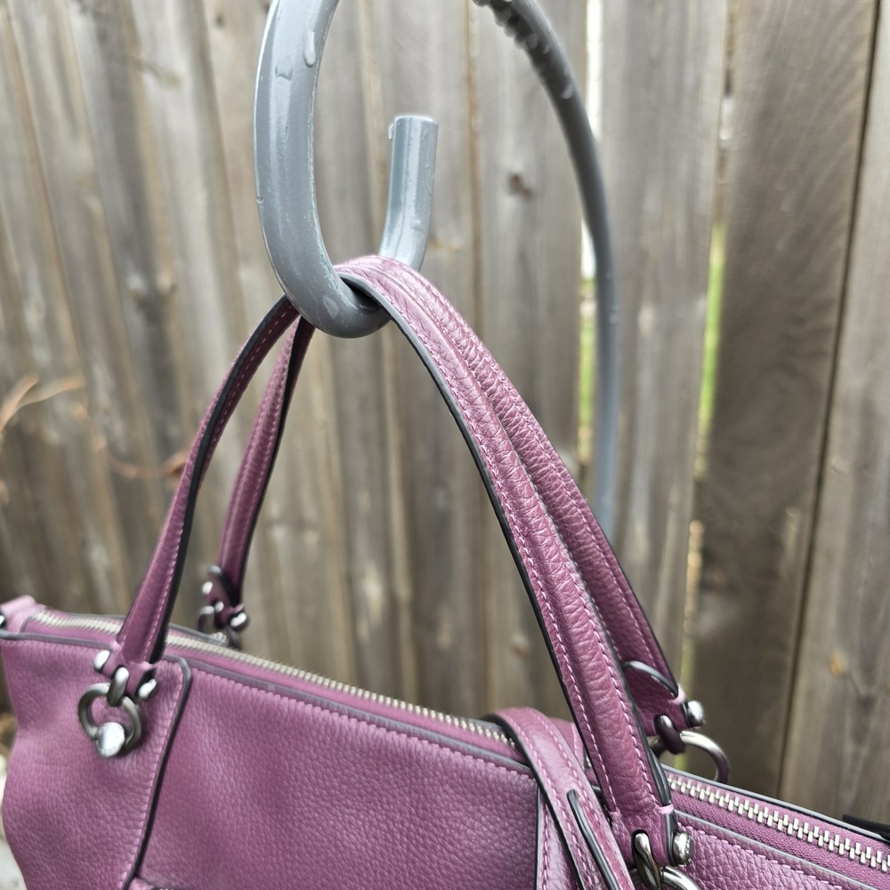 Classic Coach Kacey Satchel in Refined Pebbled Leather Gunmetal Hardware Purple - Picture 5 of 9